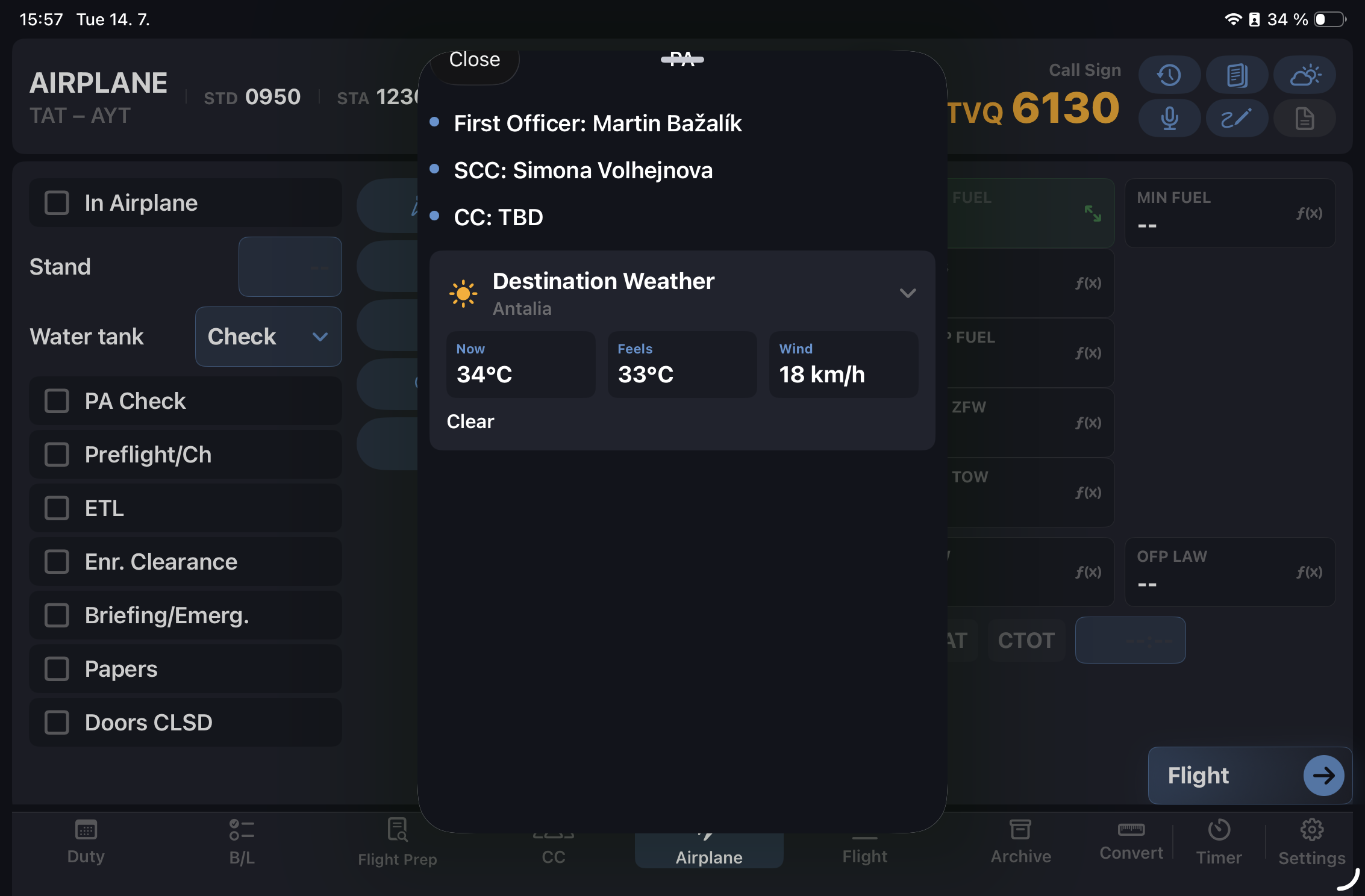 SectorPad iPad airplane PA popover
